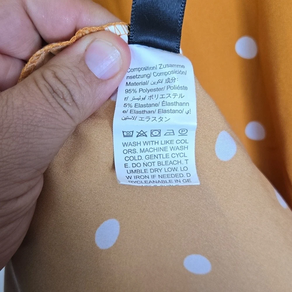Polka Dot Orange Dress Size S - Picture 5 of 7
